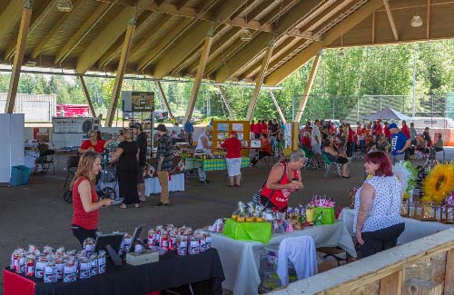 Celebrating Canada Day during FunFest 2019: vendors at the community centre